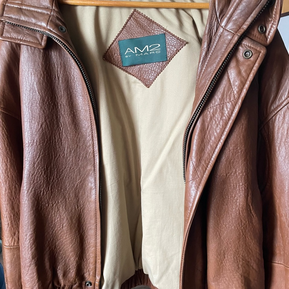 AM2 Brown Leather Jacket, cotton lining